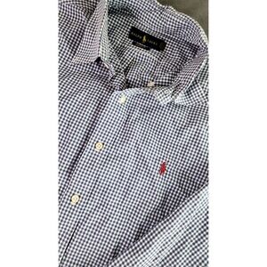 Polo Ralph Lauren Gingham Custom Fit Shirt Men's XL Navy White Button Down